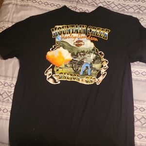 Harley-Davidson Black Mountain Creek Graphic Tee with Colorful Back Print